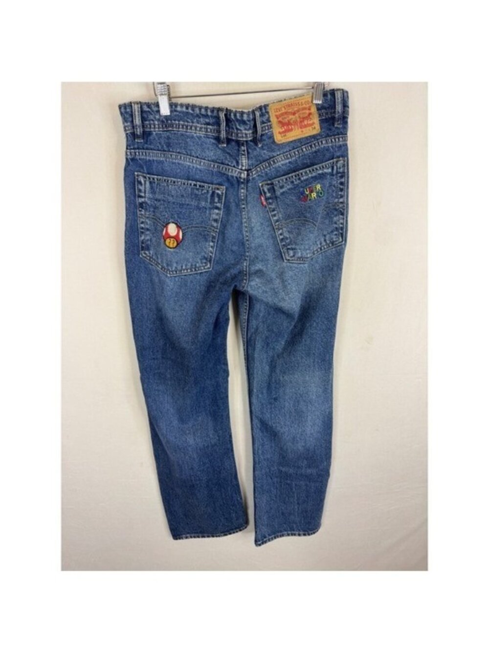 Levis x Super Mario Distressed Straight Leg Jeans Blue Denim Mens 34x31